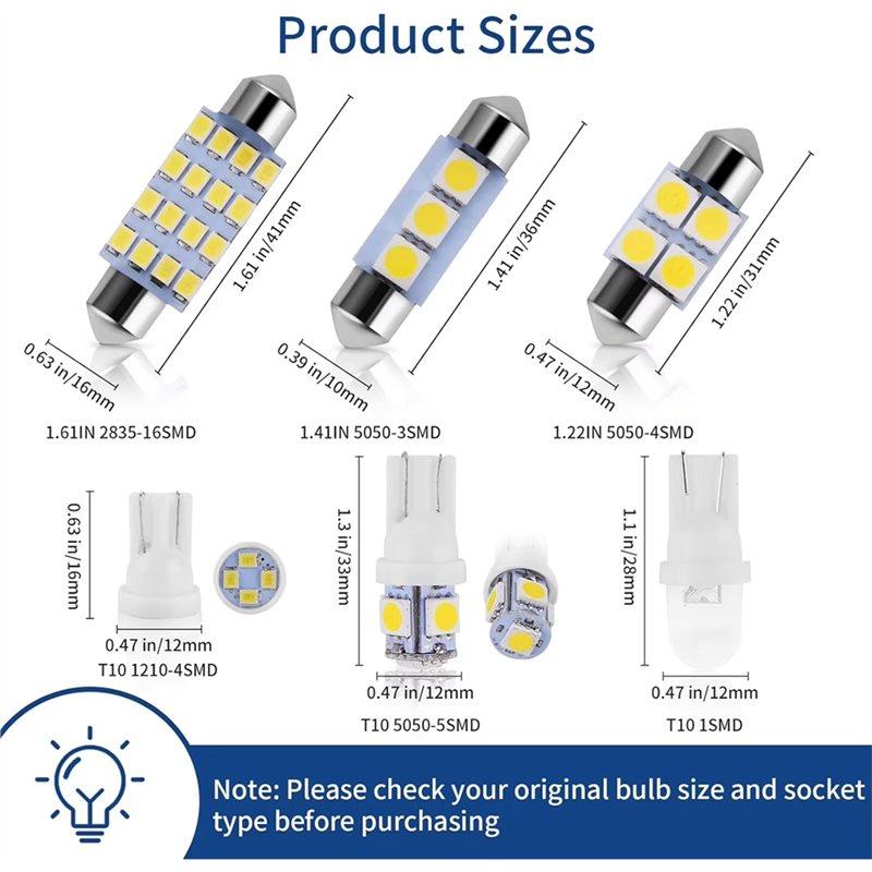 Super Bright White LED Dome Tail Cab Light Bulb Kit Set(42 Pieces) For Interior Car Lighting-Boom