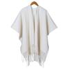 Women's Thick Jacquard Tassel Shawl - Versatile Solid Color Cape for Autumn/Winter