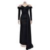 Gefaltetes rückenfreies langes Kleid mit Schlitz - Unifarben Damenmode (Europa & Amerika) C6797.