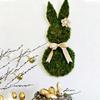 Easter Bunny Decoration Easter Bunny Door Sign Wooden Wreath with Hanging Welcome Bow Farmhouse Rabbit Decor Artificial D0W8