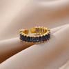 Stainless Steel Blue Zircon Flower Ring For Women Open Adjustable Flower Ring Wedding Aesthetic Jewelry Gift bijoux femme