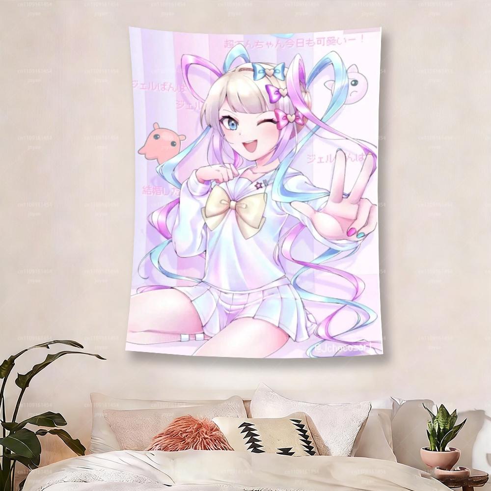 

KAngel Needy Streamer Overload Anime Tapestry Pastel Pink Kawaii Wall Hanging HD Print Polyester Decor for Bedroom Living 74x94cm(29x37in)