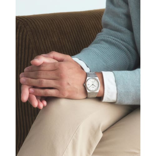 Tissot PRX Powermatic 80 35mm Watch with White Mother-of-Pearl Dial and Bracelet, Officially Imported, Model T1372071111100