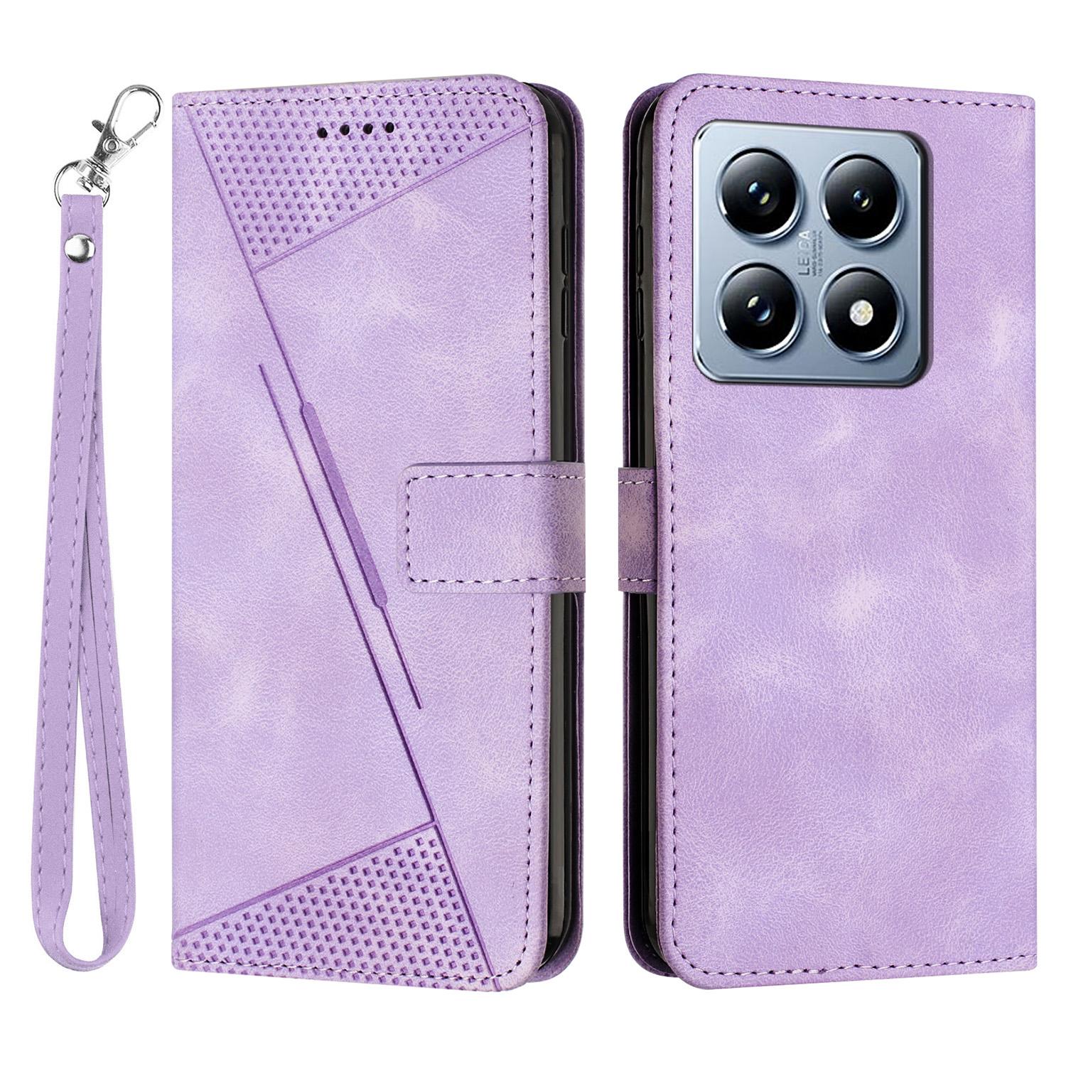 

For Xiaomi 14T Case Handbag Imprinted Triangle Leather Phone Cover Purple