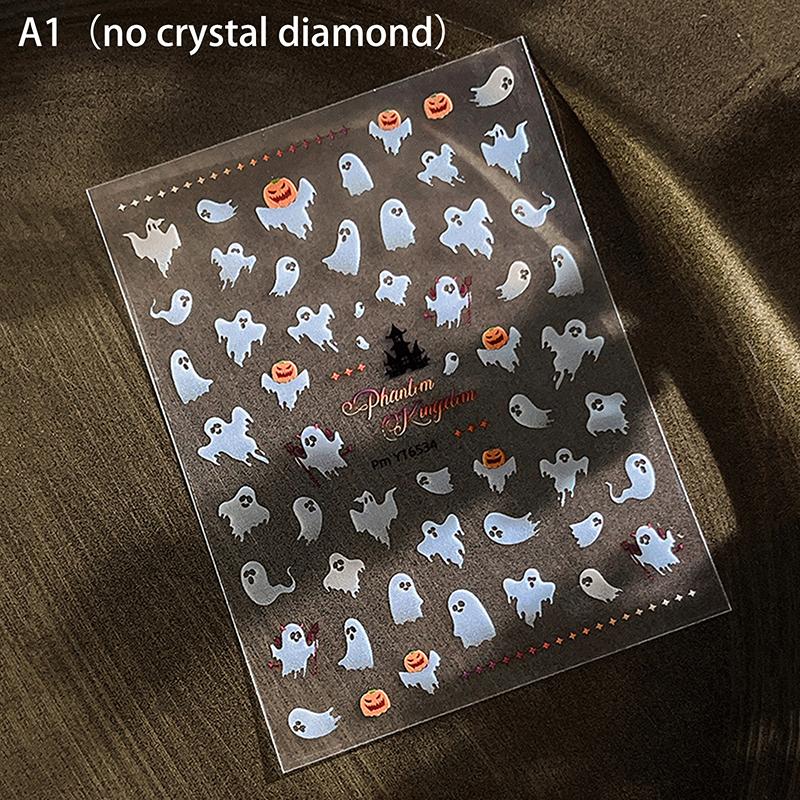 1/4Pcs Halloween Cute Spider Nail Stickers Slide Decals Manicure Decoration Nail Supplies for Creative Nail Design