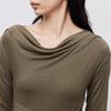 ONLY Women's Boat Neck Drape Long Sleeve Waist-Cinching Dress