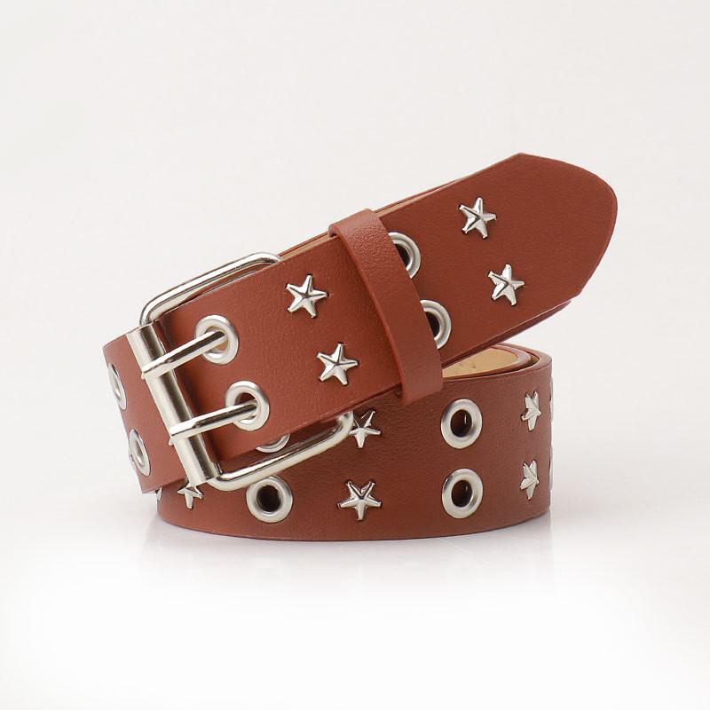 Punk Style Womens Faux Leather Belt With Studded Rivets For Street Fashion And Casual Wear
