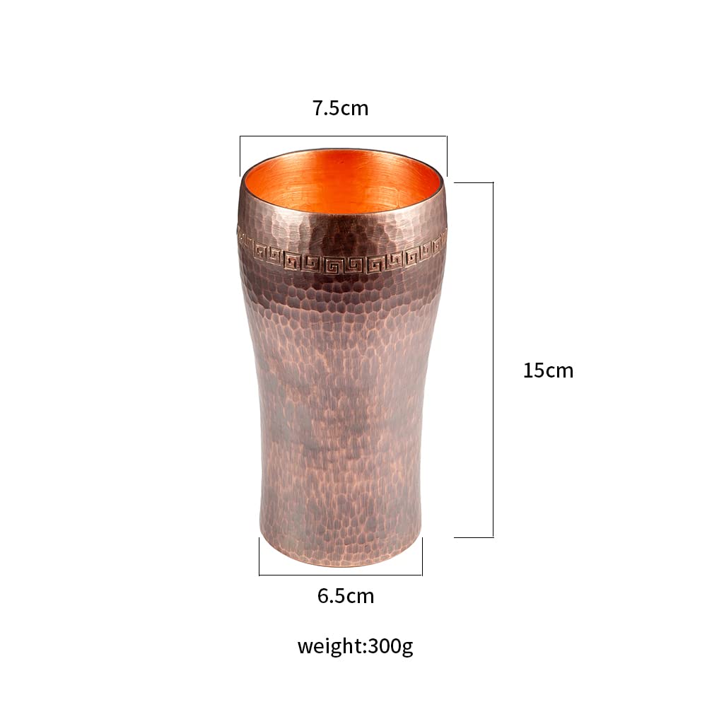 YINOX Pure Copper Beer Mug, Pure Copper Coffee Cup, Pure Copper Water Cup, Thick Copper Cup (Retro)