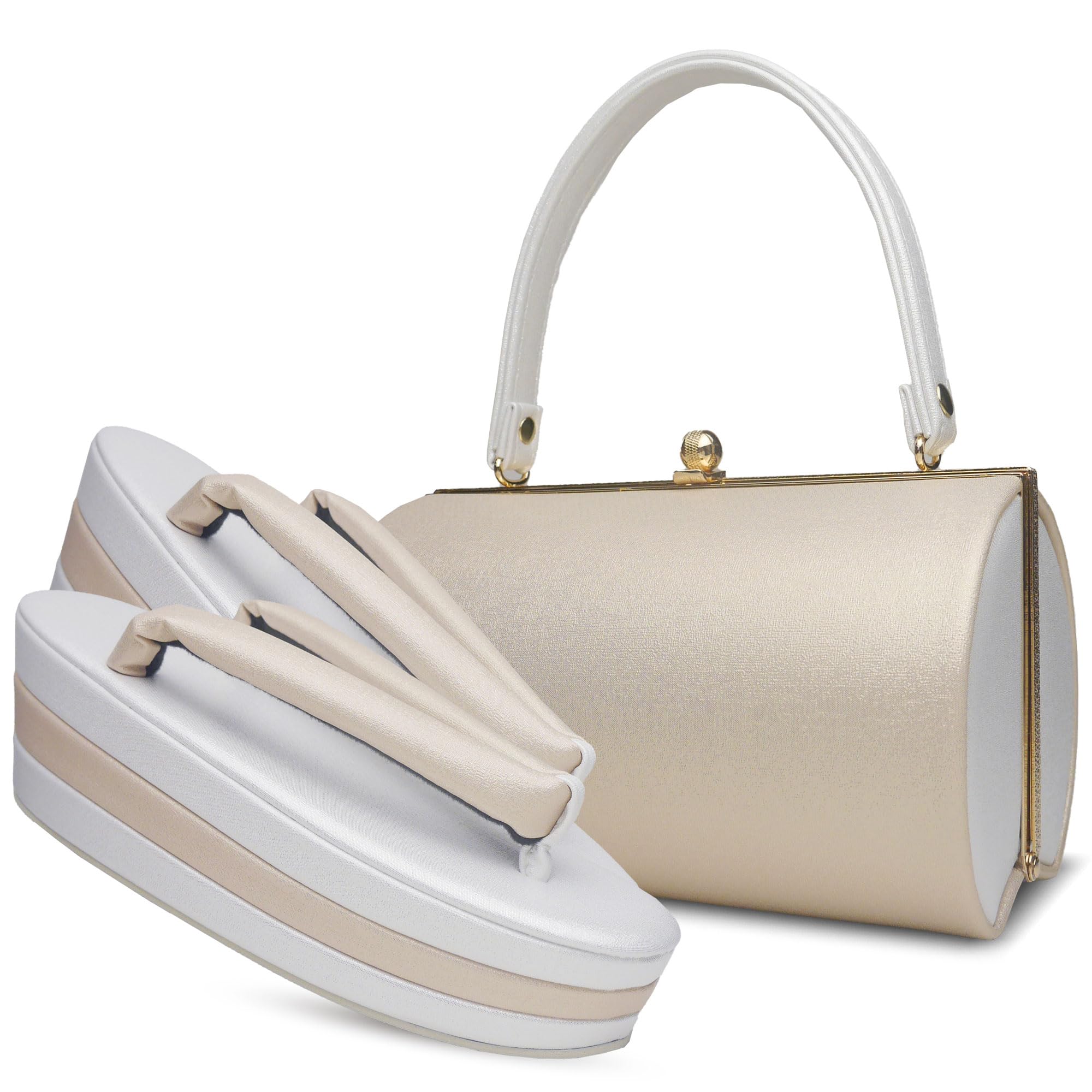 

Красивые матовые сандалии и сумка одного размера для фурисодэ [НИШИОРИ] цвета, отделка, 3-слойная основа, набор, все, церемонии совершеннолетия, (W47-3, LL)