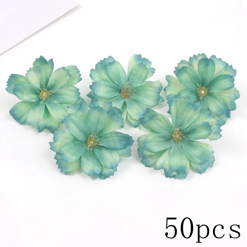 Green Rose Artificial Flowers Heads Silk Fake Flower for Home Room Decor Marriage Wedding Decora DIY Craft Wreath Gift Accessory