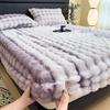 Set Lenzuolo con Angoli in Pelliccia di Coniglio Peluche: Foderato in Pile, Caldo per l'Inverno, Include Coprimaterasso - Set da 3 Pezzi per Letto Matrimoniale