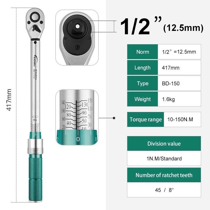 Adjustable Torque Wrench Industrial Grade Torque Wrench 0.5-220 N.M Car And Bicycle Repair Wrench