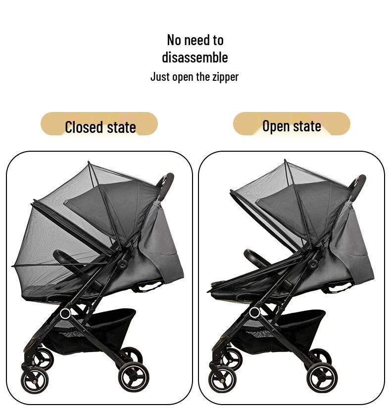 Plasă de țânțari universală cu fermoar pentru cărucior de bebeluș cu acoperire completă - Criptată și Mărită