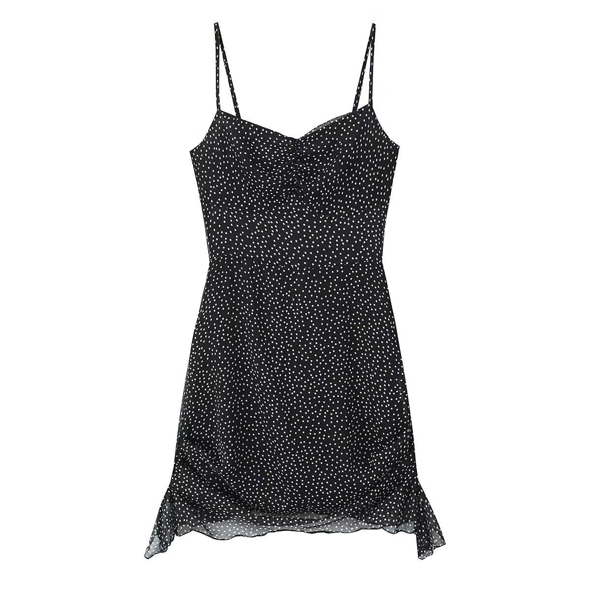 European and American style, new women s clothing, foreign style, classic versatile, French sexy suspender dress S чёрный