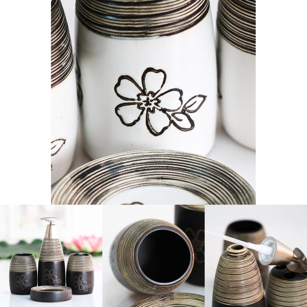 Hochwertiges Keramik-Badezimmerset mit Blumenmuster für Geschenke und Feiertagsgebrauch