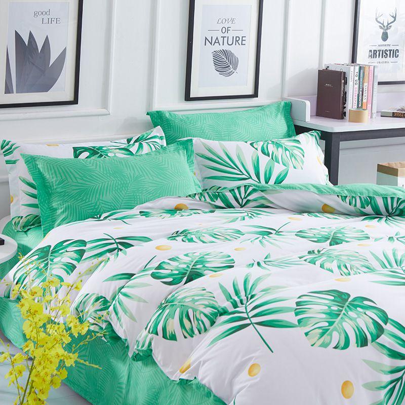 Ultra-soft Tropical Leaf Quilt Cover Doona Cover Duvet Cover Bedding Set Single Double King