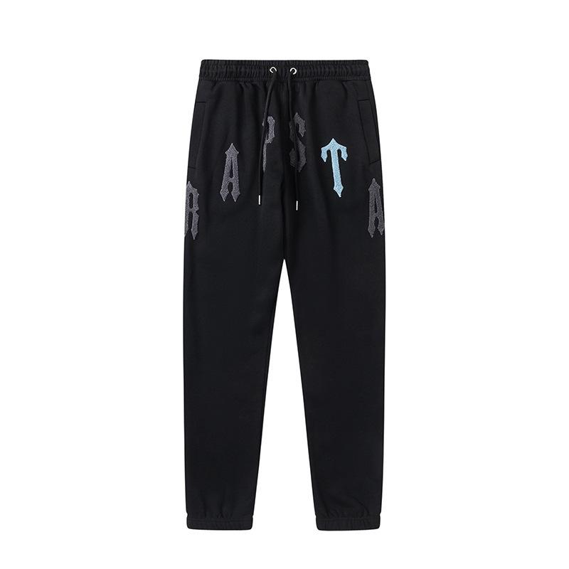 Foreign trade new rainbow color matching letter embroidery velvet loose hooded sweater casual trousers set men and women the same style