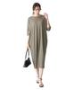 By Alpha Dolman Sleeve Dress 353861 Khaki L [AC Cubic] [Cooling Fabric] Women's