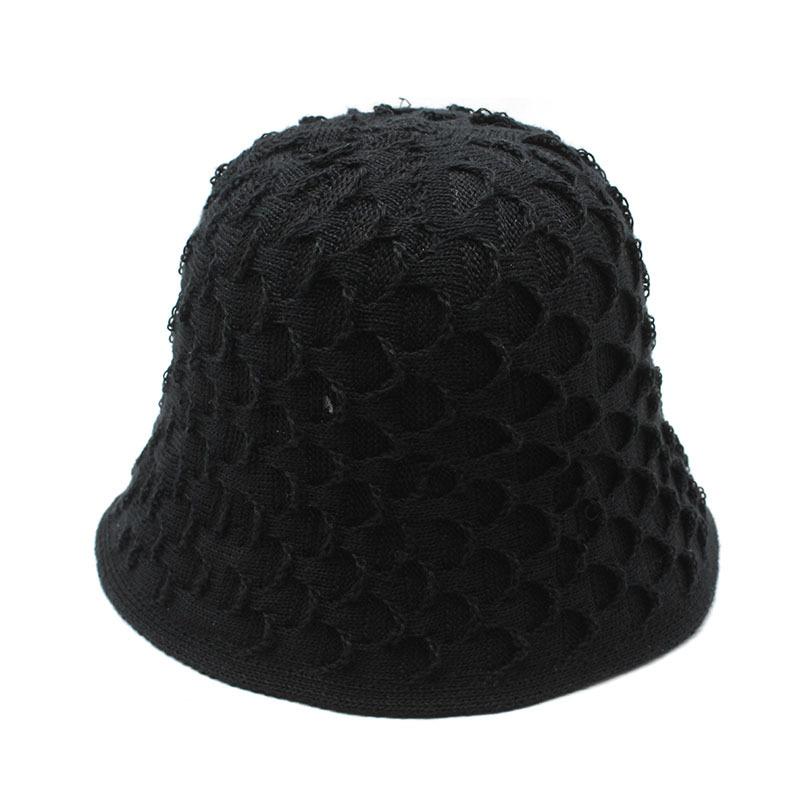 Female Summer Beach Sunshade Sunscreen Hat Knitted Sun Hat Hollow Versatile Face Small Bucket Hat