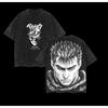 Guts Printed Tee Anime Berserk Clothing Men Women Retro Washed T-shirts Short Sleeve Tshirt Harajuku Male Casual Cotton T Shirt
