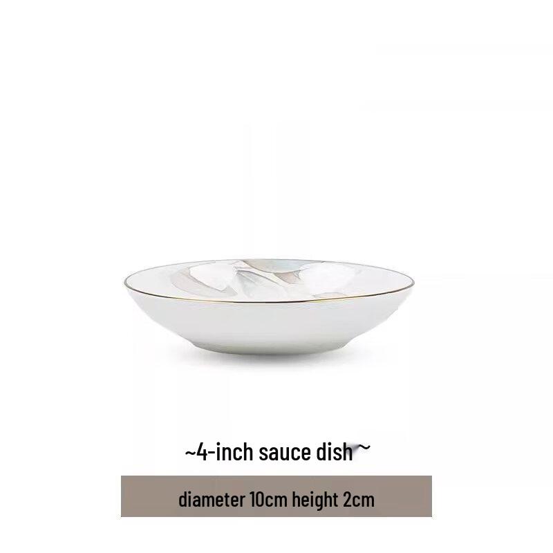 Spring Inspiration Gold Rim Ceramic Noodle Bowl