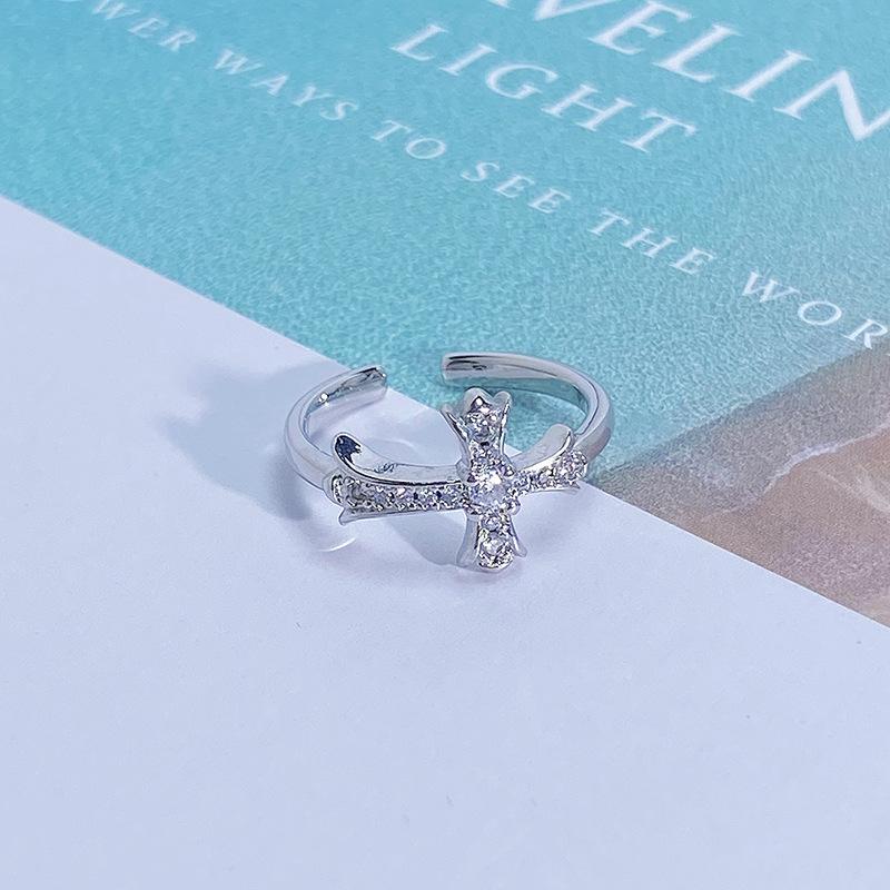 Light Luxury Full Diamond Inlaid Zircon Super Flash High-End Open Ring Niche Exquisite Elegant Personalized Ring