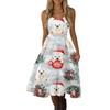 Damen Weihnachtsdruck Off-Shoulder Vintage Kleid