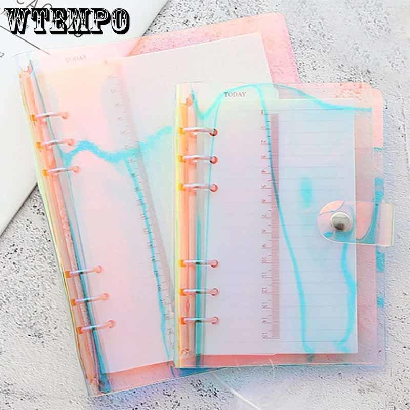 

2pcs A5A6 Creative Binder, Laser Hand Notebook, Soft Shell Transparent Small Fresh Notebook, Notepad, Diary Shell