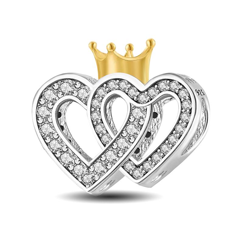 Copper Pendants Zircon Red Love Heart Charms Beads Fit Original Pan Bracelet Bangles Diy Fine Jewelry For Women