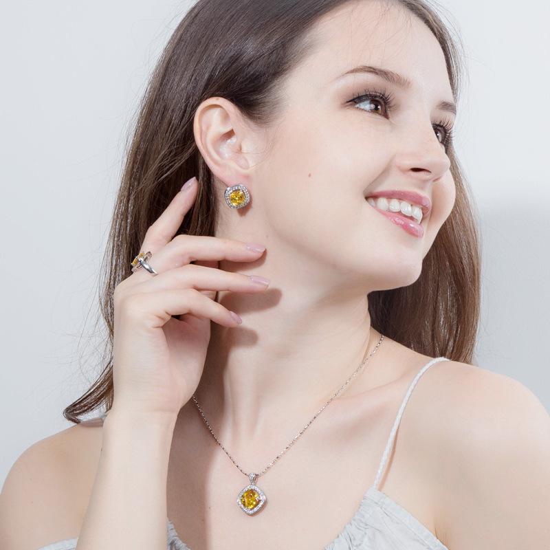 Flerfärgad som tillval, Tredelat set, Mikrodiamantring, Halsband, Örhängen för Kvinnor