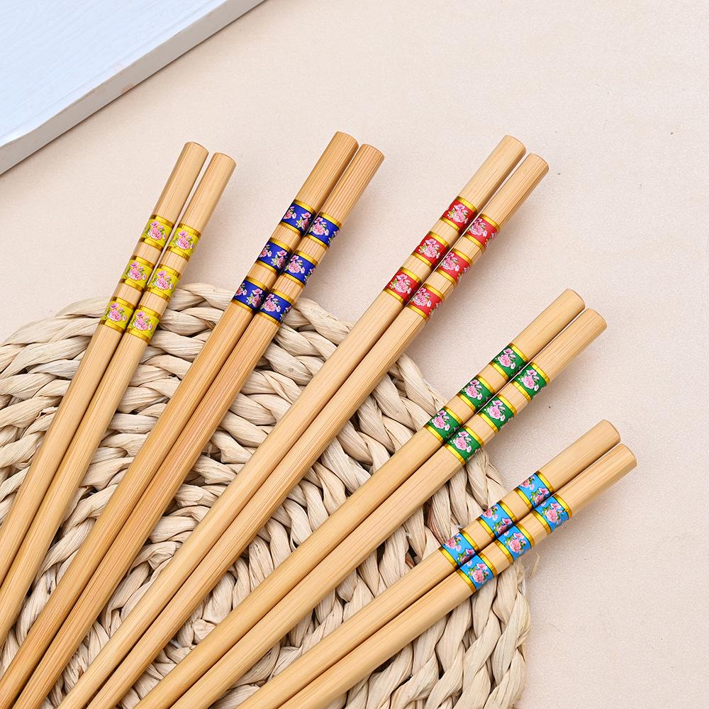 

Палочки для еды из бамбука с мраморным узором, без плесени, пять цветов, одноразовый набор премиум-класса для дома и отелей