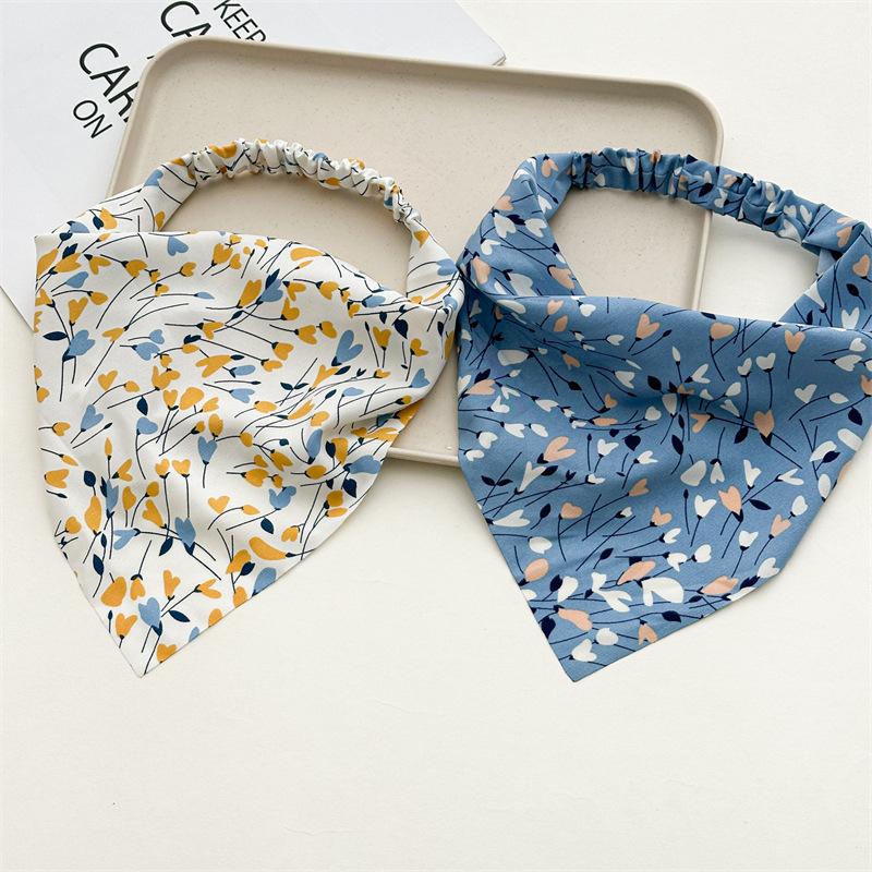 Kwiatowy Wzór Apaszka do Włosów Kobiety Dziewczyny Pączek Bandana Pastoralna Retro Gumka Wysoka Elastyczność Trójkątne Opaski do Włosów Nakrycie Głowy Akcesoria Opaska do Włosów Apaszka do Włosów