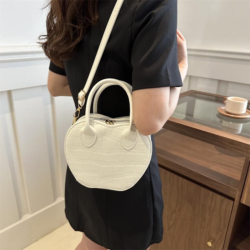 

Сумка на плечо в форме яблока с каменным узором, сумка через плечо, кошелек из искусственной кожи, на молнии, для женщин белый