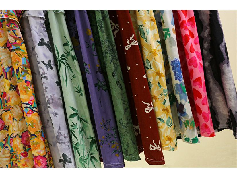 2025 Summer Floral Cotton and Silk Midi Dress - Short Sleeve, Loose Fit Nightgown