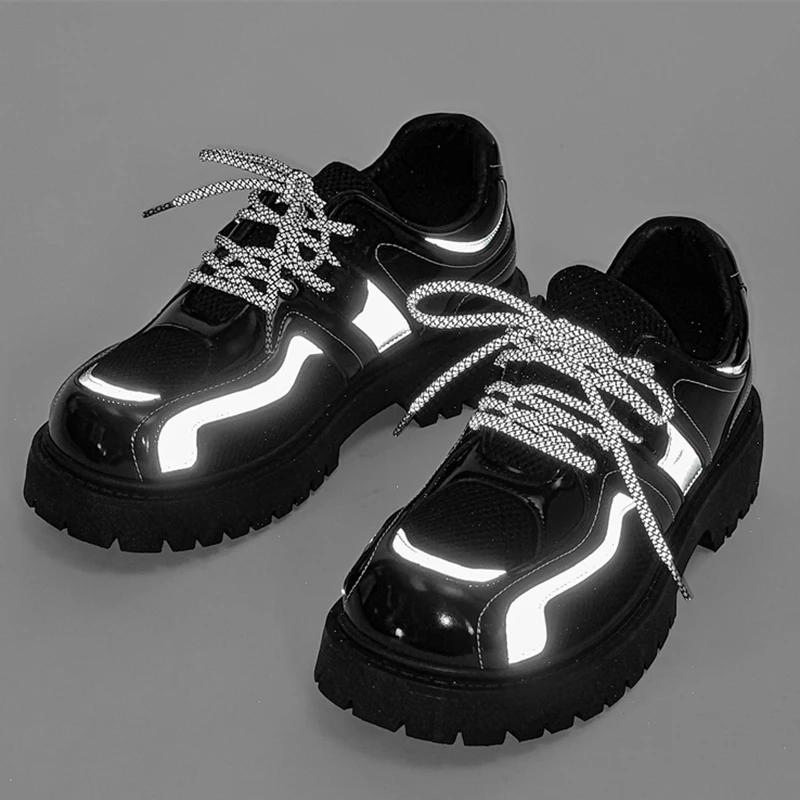 Men Casual Shoes Platform British Style Night Glow Design Oxfords High Quality Lace Up Derby Shoes Fashion Outdoor Shoes Male