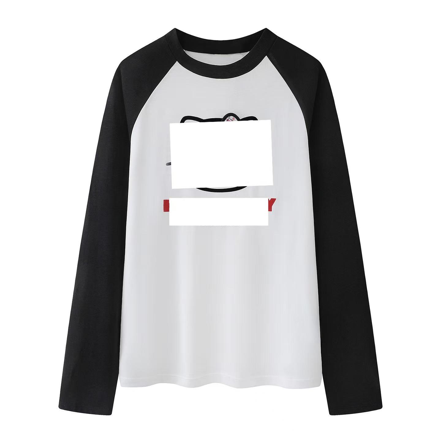 Spring 2026 Designer Flocked Letter Cat Print Long Sleeve T-shirt Small белый