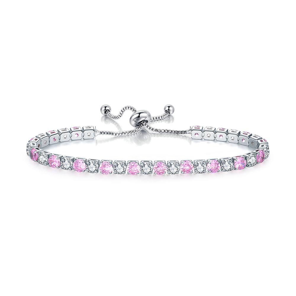 ZHOUYANG Tennis Bracelet For Women Luxury Handy Adjustable 4 Claws Mosaic 4mm Zirconia Rose Gold Color Fashion Jewelry Gift H133