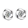 Vintage Korean-Style Silver-Plated Diamond-Studded Rotating Love Earrings for Women