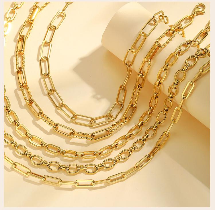 Chunky Statement Chain Necklace, Bold Link Stainless Steel Water Resistant Gold Plated Wholesale Necklace For Women Gift
