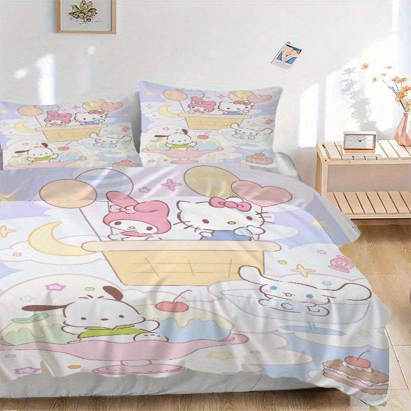 

3pcs Cinnamoroll & Friends Printed Quilt Set - Includes 1 Quilt Cover and 2 Pillowcases, Machine Washable - Suitable for All Seasons.W024 135x200cm