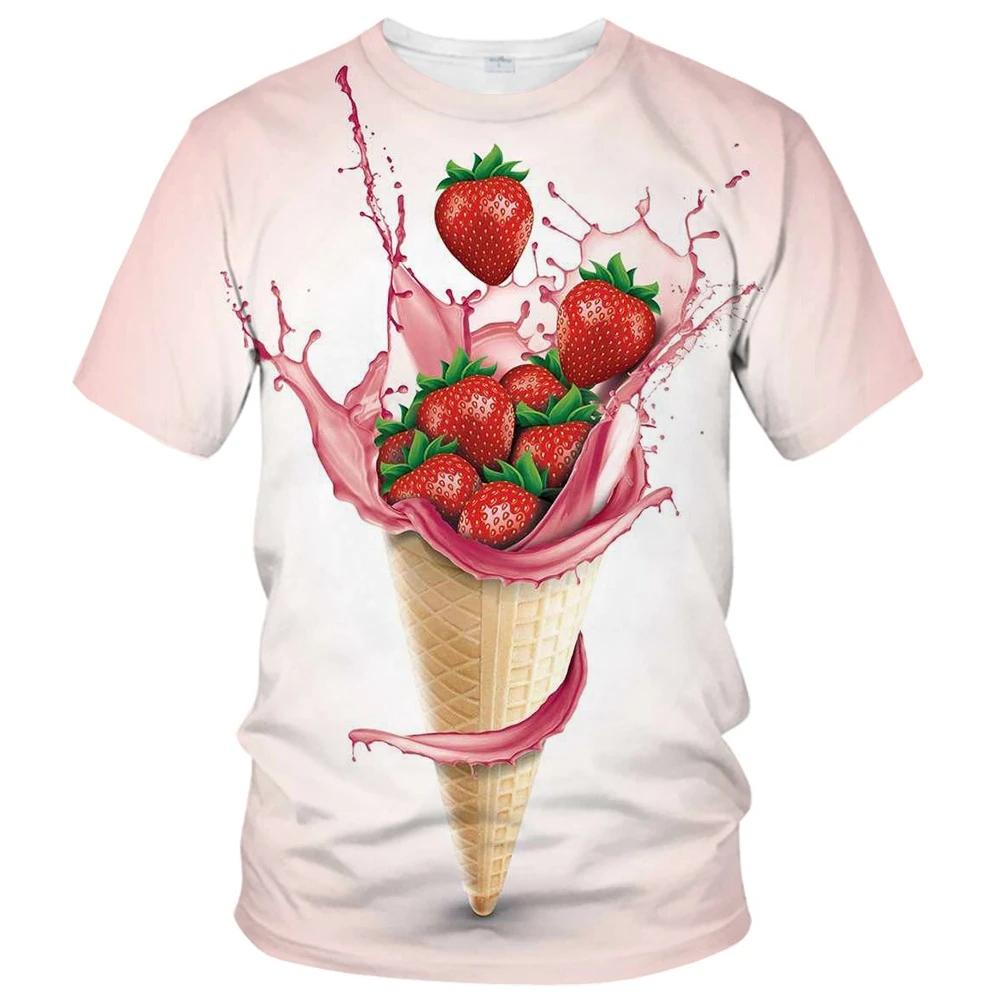 Fashion Ice Cream T-Shirts Summer Novelty Children's T-Shirt Boy Girl Clothes from 5 to 6 Years Tops Round Neck Girls Clothing