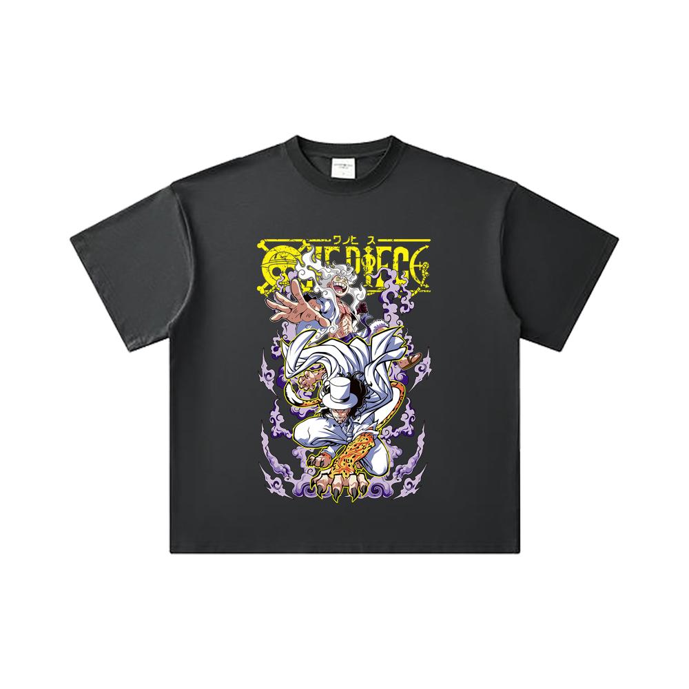 260 GSM Double Yarn 32 Count 100% Cotton One Piece V64 Luffy Lucci Print Unisex Heavy Cotton T Shirt