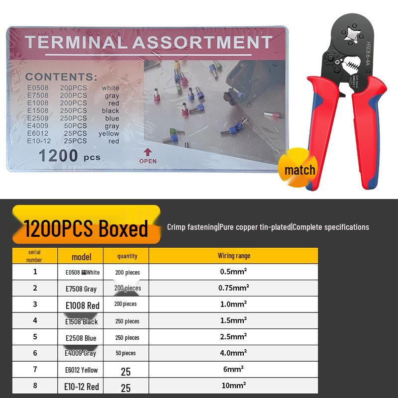 HSC8 6-4 Insulated Tubular Terminal Crimping Pliers Set