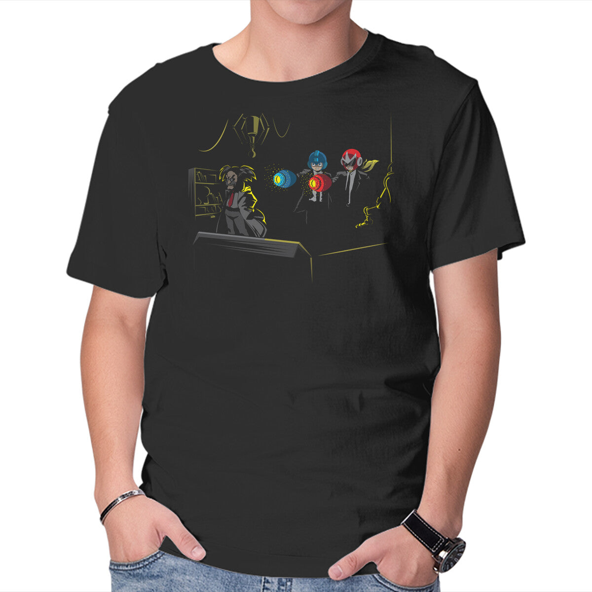 Unisex Crew Neck T-Shirt Mega Fiction Graphic Short Sleeve Casual Tee M
