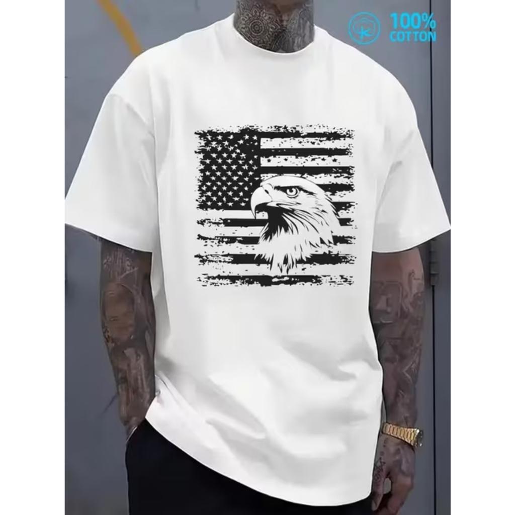 New Summer Men's Fashion T-shirt Personality Simple Pattern Printed Men's T-shirt Top