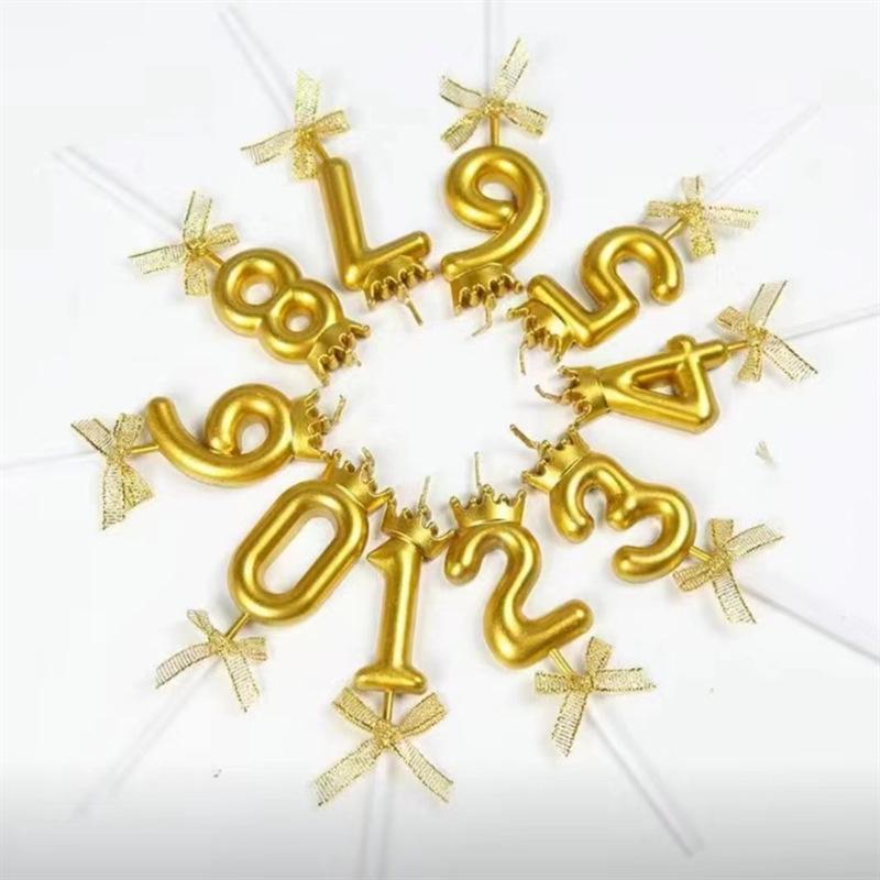 Crown Gold Number Birthday Candle Topper for First Birthday, Cake Decoration, Valentine's or Qixi Festival.