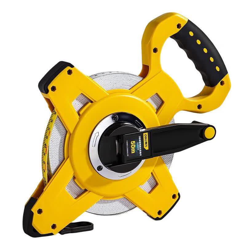 Deli 50m Triple Speed Open Reel Steel Tape Measure
