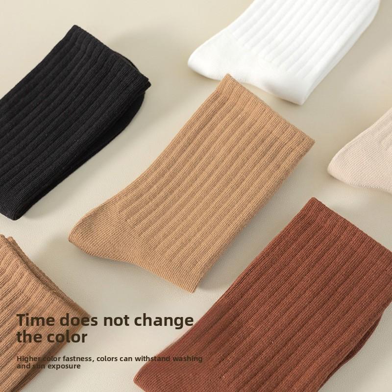 Women's Cotton Long Socks for Autumn and Winter, Odor-resistant, Breathable, Sweat-absorbent, Antibacterial Cotton Socks, Pile Socks for Autumn