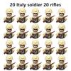 20Pcs/Set WW2 Military Soldier Array Soviet US UK France Japan Canada Italy China Building Blocks Action Figure Bricks Kids Toy