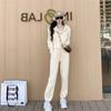 Women's Cinched Waist Hoodie & Pants Set Full-Zip Cropped Top With Drawstring High Waist Pants Slim-Fit Casual Streetwear